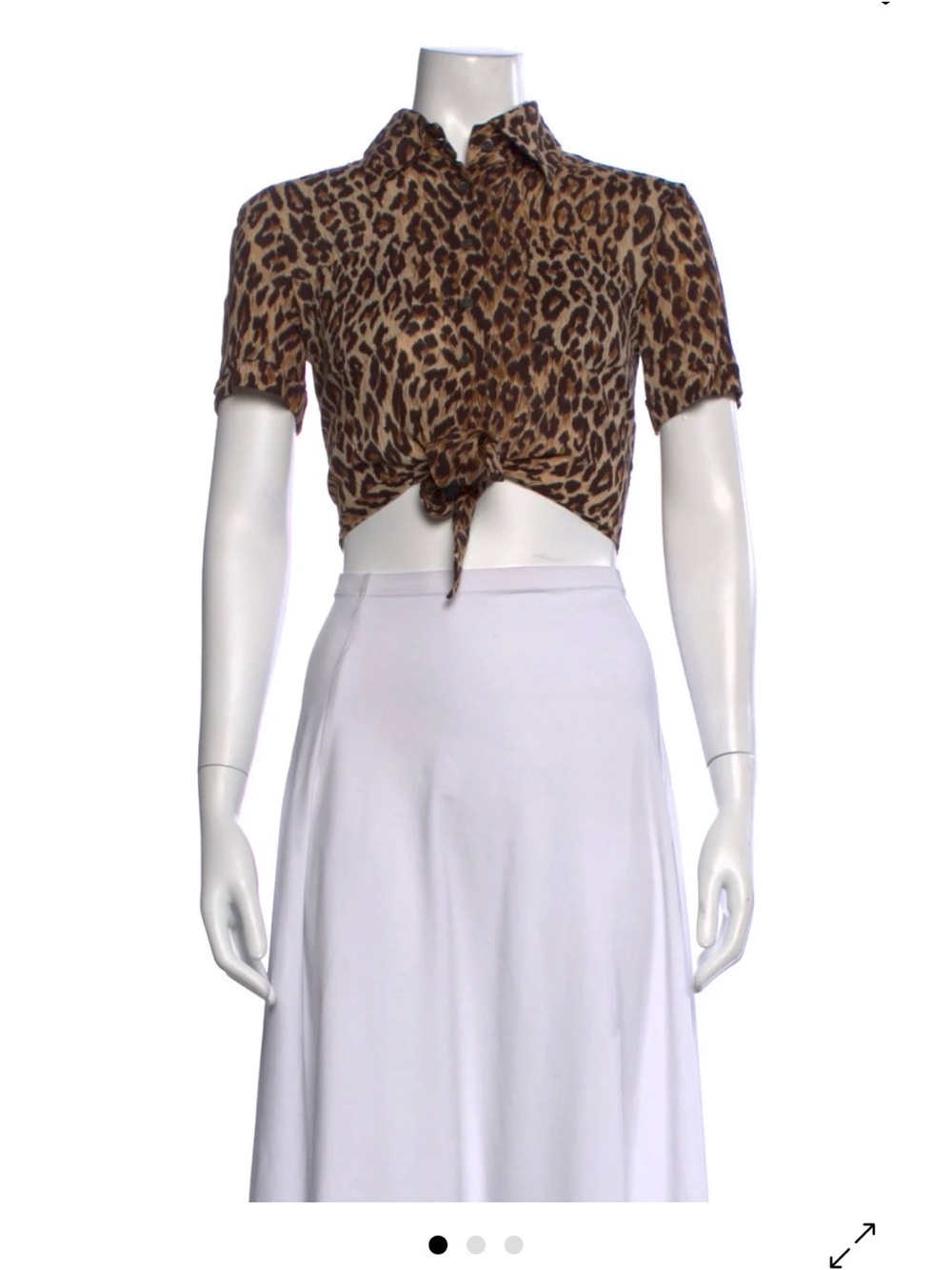 D&G Dolce & Gabbana Leopard Print Tie-Front Cropped Button-Down Shirt